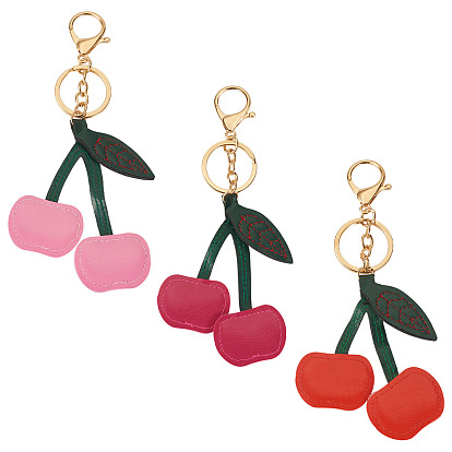 3 шт. 3 цвета брелки из искусственной кожи и сплава, золотые, вишня