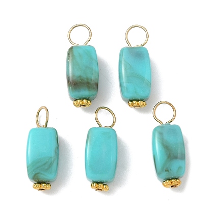 Непрозрачные акриловые подвески, с золотыми тонами железных петель, кубоид