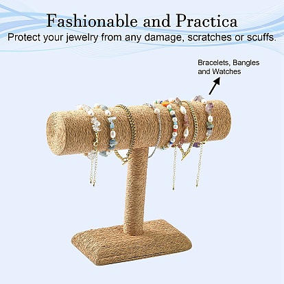 T bar corde de paille bracelet / bracelet présentoirs, 24x18x7.4 cm