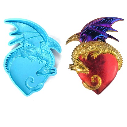 DIY Dragon Wrapping Heart Silicone Molds, Resin Casting Molds, Fondant Molds, for Candy, Chocolate, UV Resin, Epoxy Resin Craft Making