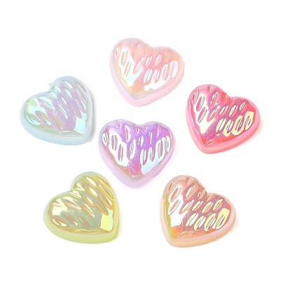 Cabochons de acrílico de recubrimiento uv, iridiscente, corazón