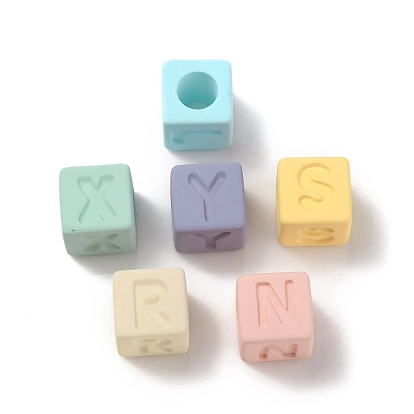 Rubberized Style Transparent Acrylic Beads, Square