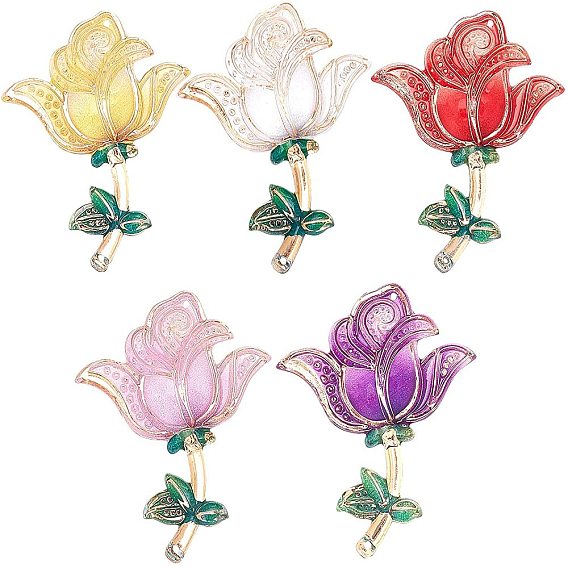 Valentine's Day Theme, Transparent Acrylic Links/Connectors, with Plated Bottom, Rose