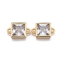 Соединители из латуни с микропаве и кубическим цирконием, долговечный, квадратный