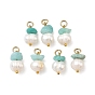 Natural Amazonite and Natural Freshwater Pearl Pendants, Chip and Rice Beaded Charms