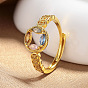 Регулируемые латунные кольца с кубическим цирконием для женщин, полые медные монеты