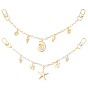 2Pcs 2 Styles Brass Bag Decorative Chains, with Alloy Swivel Clasps, Golden