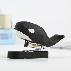 Wooden Office Stapler, Spring Powered Desktop Stapler, Whale Shape