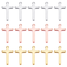 SUPERFINDINGS 24Pcs 3 Color Brass Tiny Cross Charms