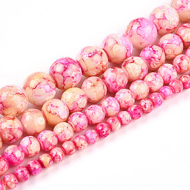 Выпечки нарисованных стеклянных бусин прядей, круглые