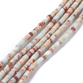 Synthetic Imperial Jasper Beads Strands, Flat Round
