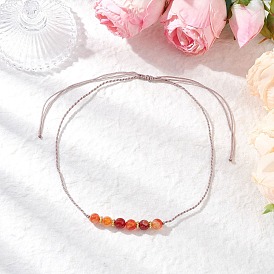 8мм окрашенный натуральный полосатый агат круглые плетеные бусины регулируемые ожерелья для женщин