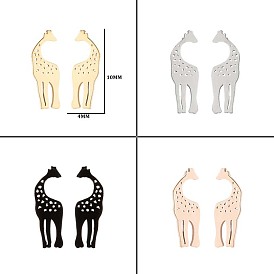 304 Stainless Steel Hollow Out Giraffe Stud Earrings, Asymmetrical Earrings for Women