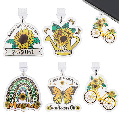 5шт пластиковые мобильные пылезащитные заглушки, с акриловыми подвесками