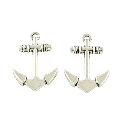 Tibetan Style Zinc Alloy Pendants, Anchor, Lead Free & Cadmium Free, 28x19x3mm, Hole: 2.5mm, about 208pcs/500g
