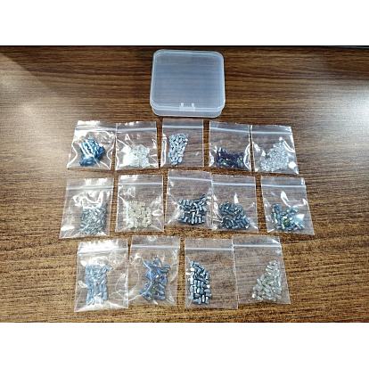 420pcs 14 couleurs perles de verre transparentes, facette, colonne