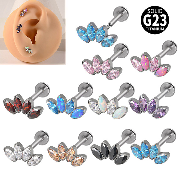 G23 титан с кубическим цирконием лабреты с внутренней резьбой, цветок