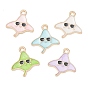 Alloy Enamel Pendants, Manta Ray with Glasses Charms, Golden