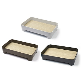 Multifunctional ABS Plastic Storage Tray, with MDF Board, for Cosmetics Jewelry Organizer Desktop Decoration Serving Platter, Rectangle