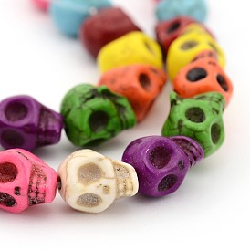 Synthetic Turquoise Beads Strands, Dyed, Skull, for Halloween Jewelry Making