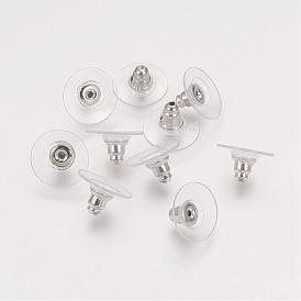 Brass Bullet Clutch Bullet Clutch Earring Backs with Pad, for Stablizing Heavy Post Earrings, with Plastic Pads, Ear Nuts, 11x11x7mm, Hole: 1mm