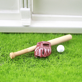 Resin Miniature Baseball Bats & Balls & Gloves, for Micro Landscape, Dollhouse Decor
