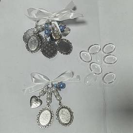Kits de pendentifs en alliage à faire soi-même avec des fleurs, avec noeud en ruban de satin et cabochons en verre