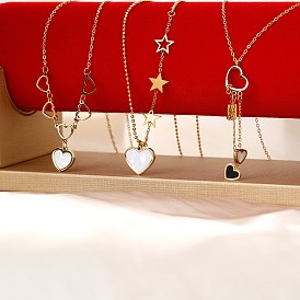 Stylish Stainless Steel & Plastic Heart Pendant Necklaces, with Cable Chain/Ball Chain for Women Girl