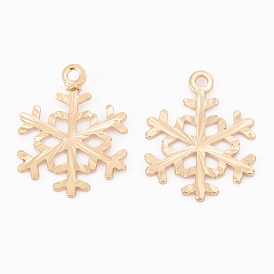 Christmas Theme, Brass Pendants, Long-Lasting Plated, Textured, Snowflake