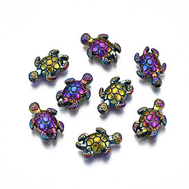 Rack Plating Rainbow Color Alloy Beads, Cadmium Free & Nickel Free & Lead Free, Tortoise