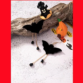 Серьги-подвески из сплава летучей мыши, акрила и стекла, золотые