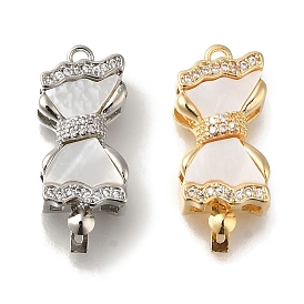 Brass Micro Pave Clear Cubic Zirconia Box Clasps with Acrylic, Bowknot