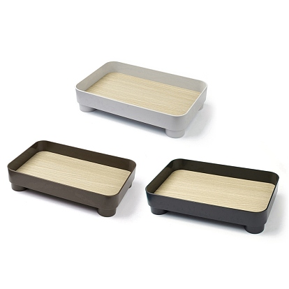 Multifunctional ABS Plastic Storage Tray, with MDF Board, for Cosmetics Jewelry Organizer Desktop Decoration Serving Platter, Rectangle