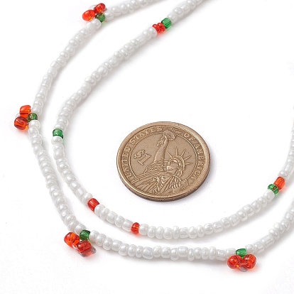 Glass Seed Beaded Cherry Jewelry Set, Beaded Necklaces & Pendant Decoration