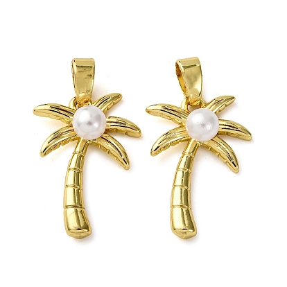 Латунные подвески, с имитацией жемчужина бисера, кокосовая пальма