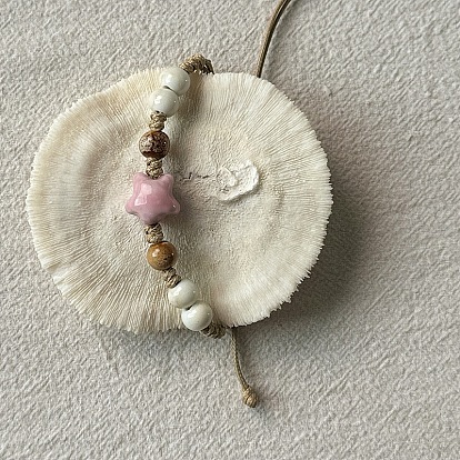 Керамические бусины плетеные браслеты из бисера, регулируемые плетеные браслеты из вощеного шнура для женщин