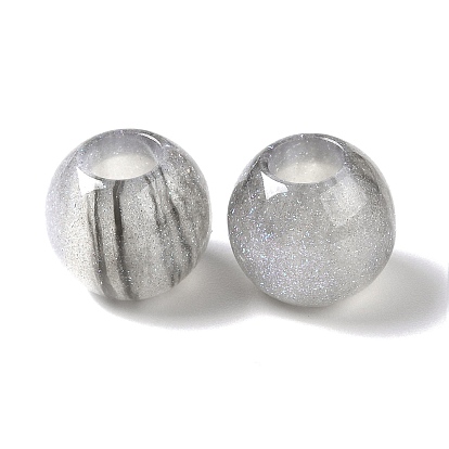 Perles européennes scintillantes en résine, Perles avec un grand trou   , rondelle