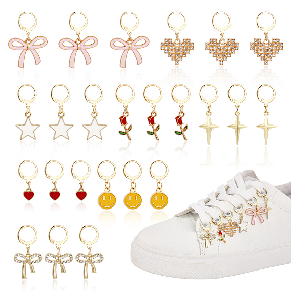 24 шт. 8 стильные эмалевые подвески для обуви из сплава, с 304 серьгами из нержавеющей стали, разнообразные