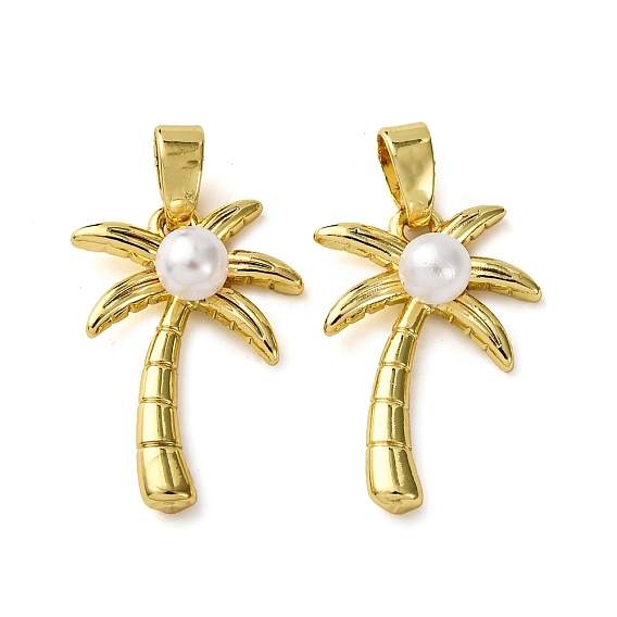 Латунные подвески, с имитацией жемчужина бисера, кокосовая пальма