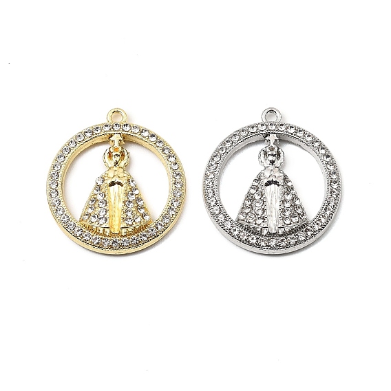 Подвески из сплава и страза, плоский круглый с nossa senhora