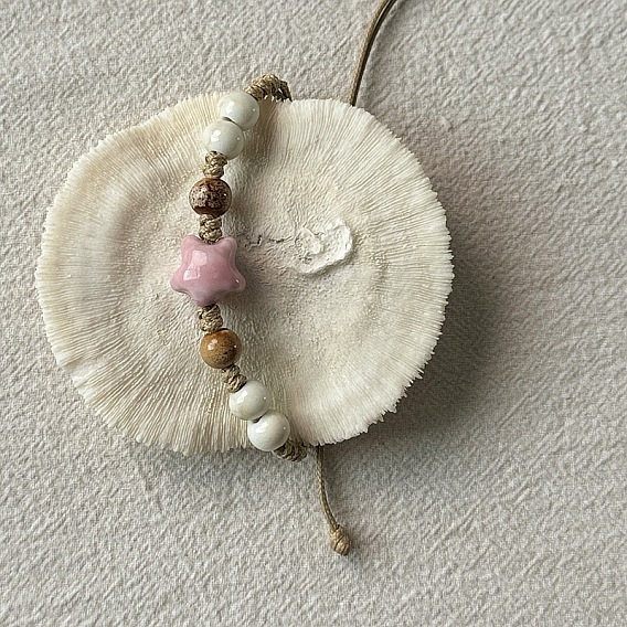 Керамические бусины плетеные браслеты из бисера, регулируемые плетеные браслеты из вощеного шнура для женщин