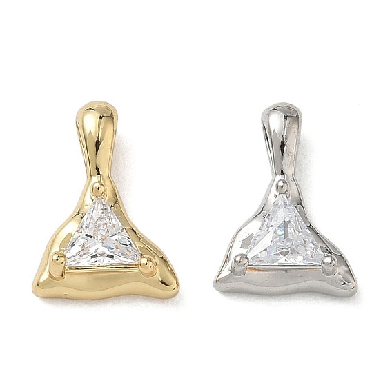 Латунные микропаве прозрачные подвески с фианитом, треугольник прелести