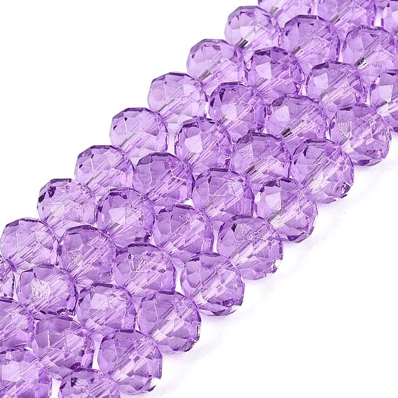 Baking Paint Glass Beads Strands, Faceted Rondelle