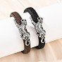 11.5браслеты из микрофибры и кожи с леопардовым принтом, с 304 из нержавеющей стали магнитные застежки, античное серебро