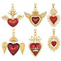 6шт 6 стили латунные эмалевые подвески, чары священного сердца
