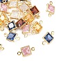 SHEGRACE Brass Pave Cubic Zirconia Square Connector Charms, Cadmium Free & Nickel Free & Lead Free, Long-Lasting Plated