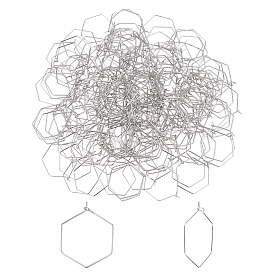 200Pcs Hexagon 304 Stainless Steel Hoop Earring Findings
