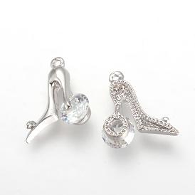 Alloy Cubic Zirconia Stilettos Pendants, High-heeled Shoes