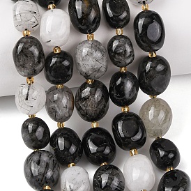 Натуральные турмализированные кварцевые бусинки, самородки, упавший камень, с бисером