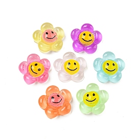 Transparent Resin Decoden Cabochons, Smiling Face Flower